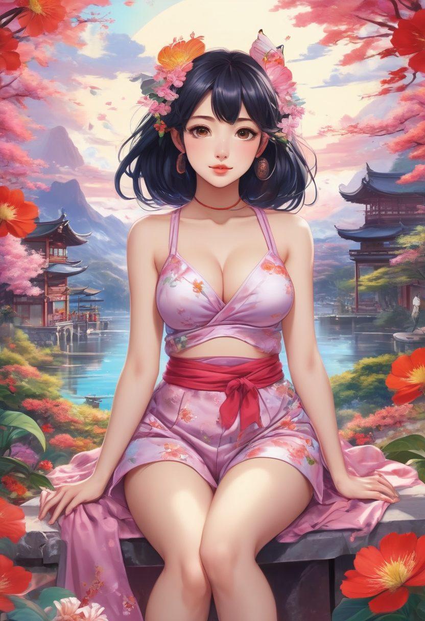 A vibrant and colorful scene depicting a diverse group of characters from various styles of hentai art, surrounded by elements symbolizing sexual wellness such as hearts and flowers. Incorporate a blend of traditional Japanese art and contemporary animation styles, showcasing intricate details and lively expressions. The background should be a whimsical interpretation of a stylized anime world, harmonizing fantasy and creativity. soft focus. vibrant colors. digital painting.